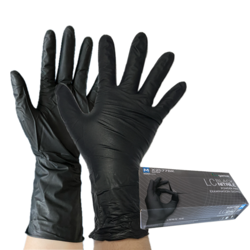 손목긴 니트릴 위생장갑 100매 Long Cuff Nitrile Glove, 1개, 소(S), 블랙