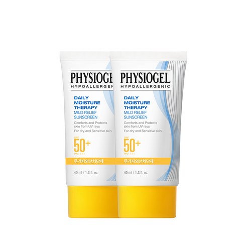 피지오겔 DMT 마일드 릴리프 선크림 40ml 무기자차 SPF 50+ PA++++, 2개