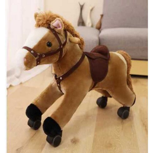 바퀴 이동식 목마 탑승형 장난감 말 슬라이딩 말타기, 갈색미끄럼틀(내하중50kg동요+동화)