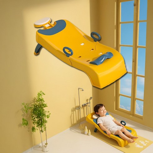 육아 필수템? 샴푸와의 전쟁, 이제 웃으면서 끝내는 방법! (feat. 옐로우 다기능 샴푸 의자) 다기능샴푸의자