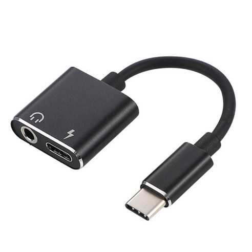 USB 타입C3.5mm 헤드폰 오디오 잭 충전 케이블 어댑터, 블랙, {"사이즈":"설명"}, {"수건소재":"금속"}