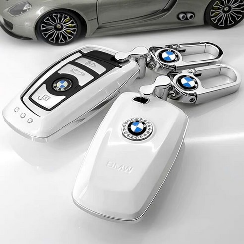 BMW 벤츠 아우디 현대 기아 쉐보레 키홀더 키케이스 키링, BMW 보호 열쇠고리 도자기 화이트