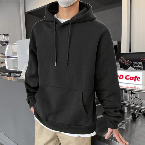 제타21 오버핏 긴팔 기모 후드 티셔츠