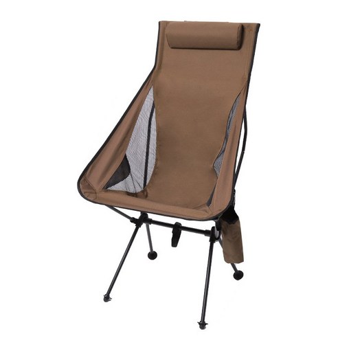 캠핑왕국 접이식 캠핑 의자 낚시 의자 컵 가방 베개, 브라운, 1개