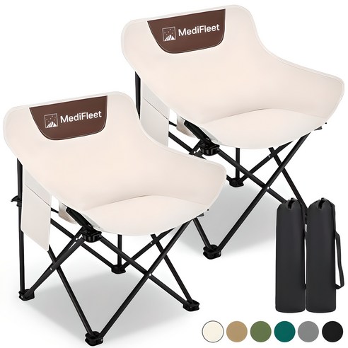 홈스토리즈 접이식 휴대용 아웃도어 피크닉 감성 캠핑 의자, 아이보리, 2개