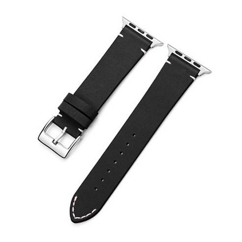 애플워치호환 1/2/3/4/5/6/7/SE 프리미엄 가죽 스트랩, 블랙, 42mm