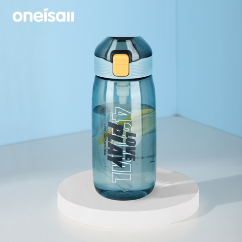 ONEISALL 빨대플라스틱컵 대용량 물컵 다용도 주전자 다색선택가능 1개, 그레이 블루 420ml