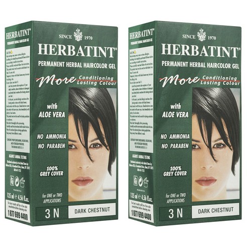 허버틴트 퍼머넌트 헤어컬러 젤 135ml, Dark Chestnut, 2개