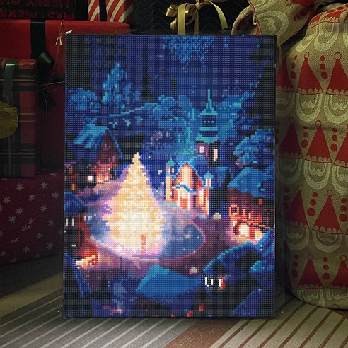 아디코 DIY LED 보석 십자수 크리스마스 빌리지 30 x 40 cm LB62, 혼합색상, 1개