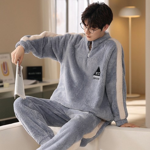 커플 잠옷 세트 잠옷 가을 겨울 홈웨어 기모 두꺼운 레포츠용