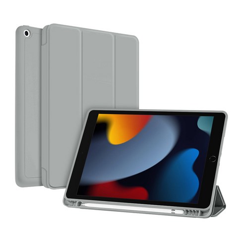 1+1 아이패드 9세대 애플펜슬 수납 스마트커버 케이스, 오렌지