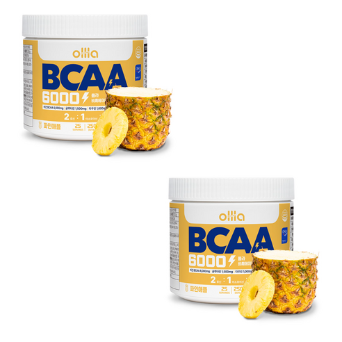 [1+1] 올라 BCAA 6000 맛있는 아미노산 보충제, 파인애플파인애플, 2개, 250g