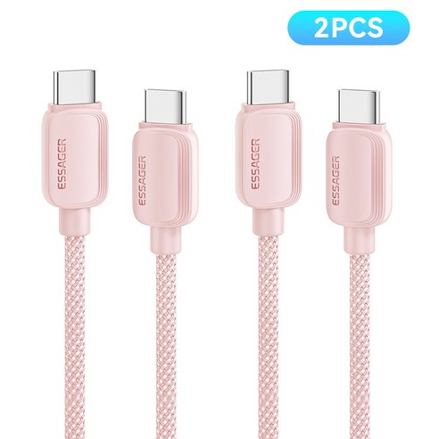 Essager 100W 5A C타입 고속충전케이블, 2개, 1m, 핑크