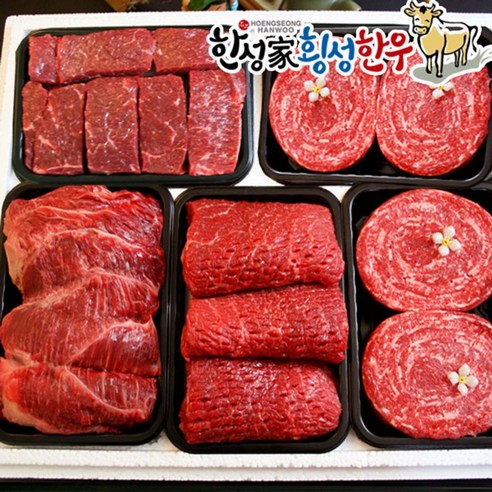 한우선물세트  [한성가횡성한우]정품 횡성한우 명품프리미엄 실속세트 8호 2kg(불고기400g X 2 국거리400g 장조림400g 산적400g), 1