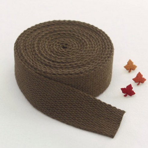 패션스타트 코튼 가방끈 스트랩 줄 에코백 컬러 웨이빙끈 25mm 1롤(900cm), 1개, 브라운
