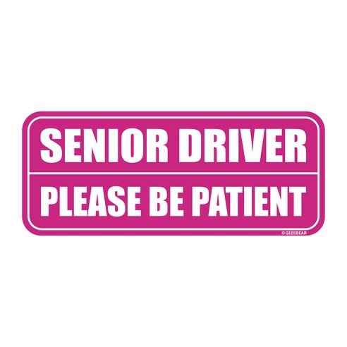 긱베어 시니어 드라이버 차량용 자석 마그넷 Senior driver 어르신 운전중 실버 운전자 자동차, 핑크, 1개