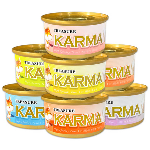 카르마 고양이 간식캔 생선, 가다랑어 + 연어 혼합맛, 80g, 24개