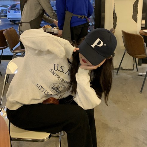 새로운 한국어 스타일 p 편지 여름 모자 여성 모자 야구 모자 트렌디, 핑크