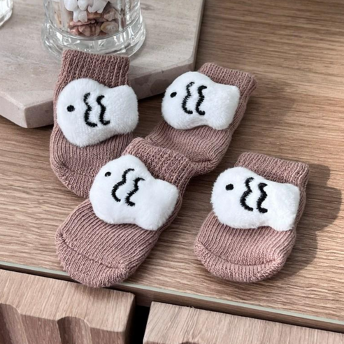 보드미펫 반려동물 강아지 양말 고양이애견 미끄럼방지 양말, 붕어빵2세트, 2개
