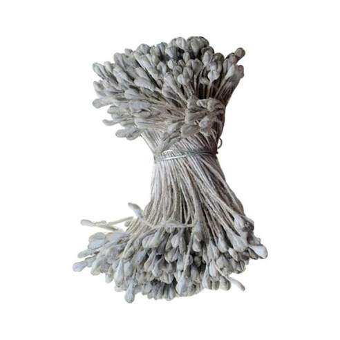 2개의 진주가 있는 360개의 인공 꽃 하트 꽃 수술 세트, 회색, 2MM x 60mm, 석고