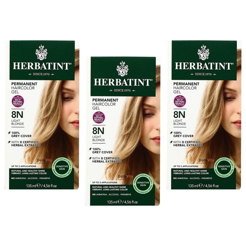 허버틴트 퍼머넌트 허벌 헤어컬러 젤 135ml, Light Blonde, 3개