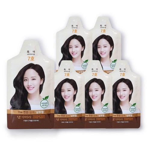 댕기머리 더 편한 샴푸형 염색 30g 7호 흑색, 6개