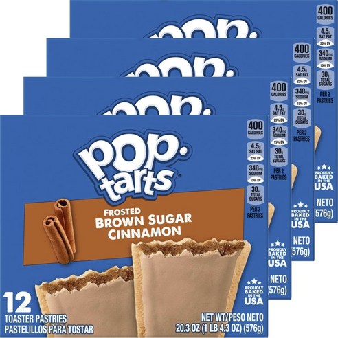 켈로그 팝 타르트 토스터 패이스트리 프로스트, 브라운 슈가 시나몬 (Brown Sugar Cinnamon), 4개, 576g