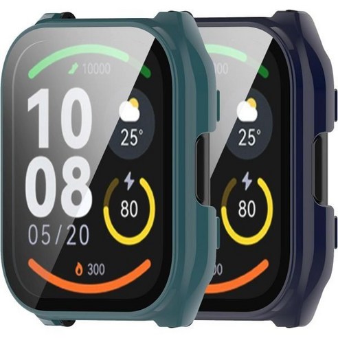 FitTurn 맨투맨 Compatible with Haylou Watch2 Pro/LS02 Pro Case Replacement All-Around Color PC Bumpe, Black/Clear