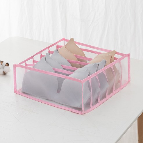 속옷 수납함 가정용 옷장 서랍 정리 체크 팬티 수납함 헝<unk> 양말 수납 신기, 핑크 6칸 [브라]