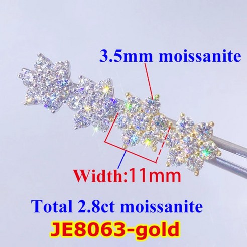 모이사나이트귀걸이 랩 다이아 귀걸이 다이아몬드 랩그로운 전체 스터드 원래 925 스털링 실버 꽃 레이디 고급스러운 스터드 moissanite