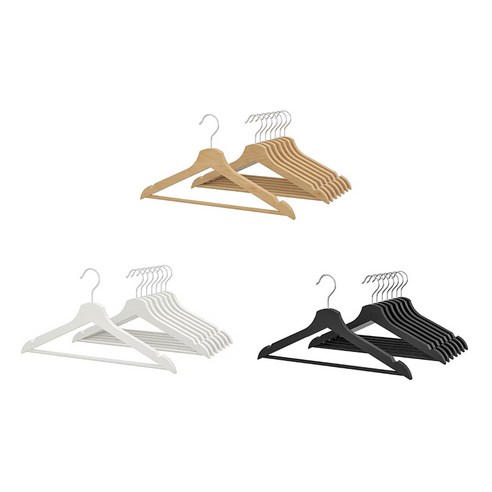 [이케아] 원목 나무 옷걸이 8개 - 부메랑 / 검정 하양 내추럴 / / Black White Natural / Clothes Hanger - Bumerang, [하양 White]