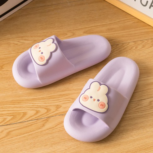 똥 밟는 느낌 슬리퍼 여름커플 실내용 실내화 에바 쿨링 슬리퍼 욕실 목욕 외 착용, 퍼플[구두토끼], 36-37[정사이즈]