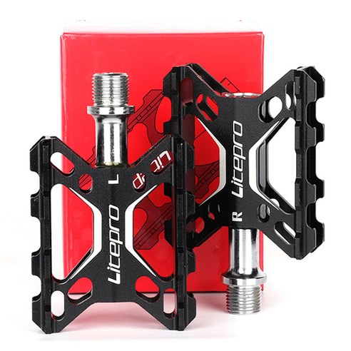 LITEPRO LitePro 산악 자전거 페달 산 도로 접이식 베어링 발 초경량 알루미늄 합금, 1개, Black