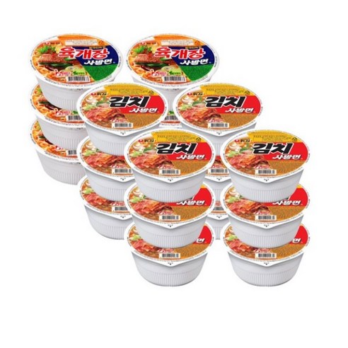 농심 김치 사발면 86g x 12p + 육개장 사발면 86g x 6p, 1세트