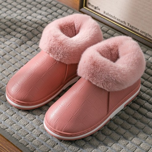 KORELAN 방수 면화 슬리퍼 남성 겨울 가을과 겨울 두꺼운 밑창 커플 미끄럼 방지 홈웨어 남성 새로운 면화 신발