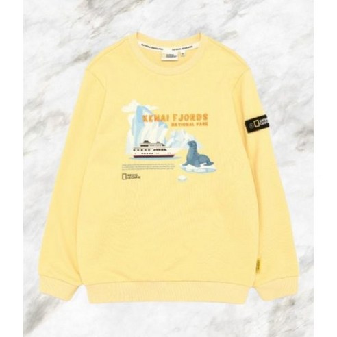 내셔널지오그래픽 키즈 K233USW970 앞판 그래픽 맨투맨 BUTTER