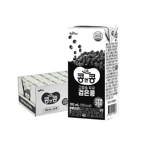 콩앤콩 고칼슘 두유 검은콩두유, 190ml, 48개