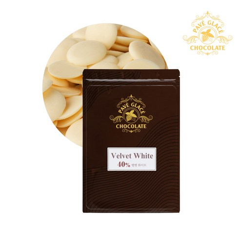 파베글라스 화이트 커버춰 리얼 초콜릿 40% Velvet White Couverture Real Chocolate, 1kg, 1개