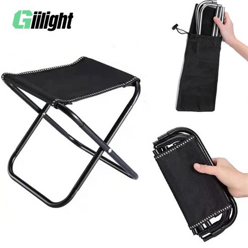Giilight 접이식의자 BBQ 캠핑의자경량/방수 휴대용의자 낚시의자, 블랙 접이식 의자, 1개