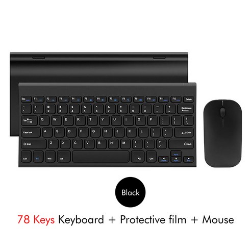 [LF] [LF]PC 용 충전식 키보드 마우스 콤보 78 키 소형 키보드 2.4Ghz 연결 플러그 앤 플레이 나노 USB 수신기, Black and A 15