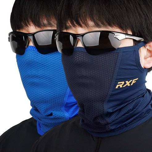 RXF MAX-7 1+1 여름 스포츠마스크 골프 등산 자전거마스크 얼굴햇빛가리개, 네이비+블루, 2개