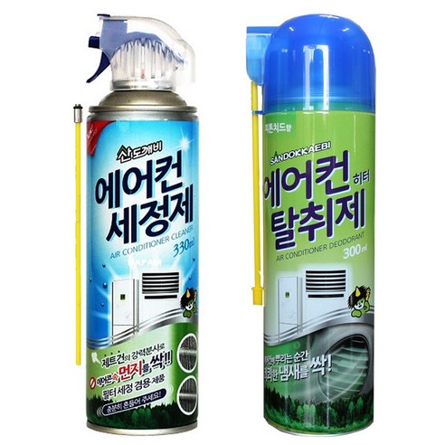 산도깨비 에어컨세정제 330ml + 에어컨탈취제 300ml, 세정제 1개 + 탈취제 1개