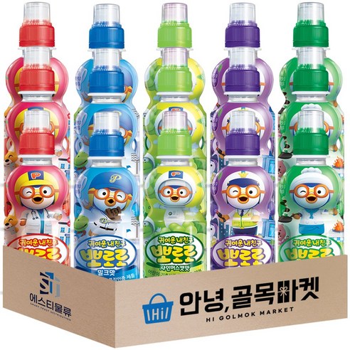 뽀로로 5종_밀크맛3개+딸기맛3개+사과맛3개+블루베리맛3개+샤인머스캣3개, 밀크3+딸기3+사과3+블루베리3+샤인머스캣3