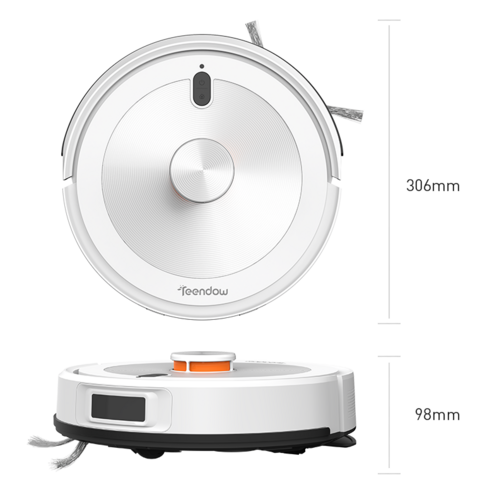 Teendow 고성능 LDS센서 먼지비움 로봇청소기 전용앱연동+물걸레 패드*2+필터*2+사이드 브러시*2+1년보증, 화이트, D10S Max