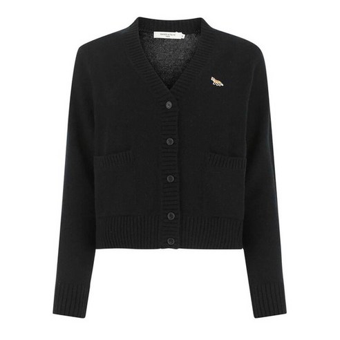 [명품]메종키츠네 23FW 폭스 패치 브이넥 가디건 블랙 HW00503KT1006 P199 HW00503KT1006P199