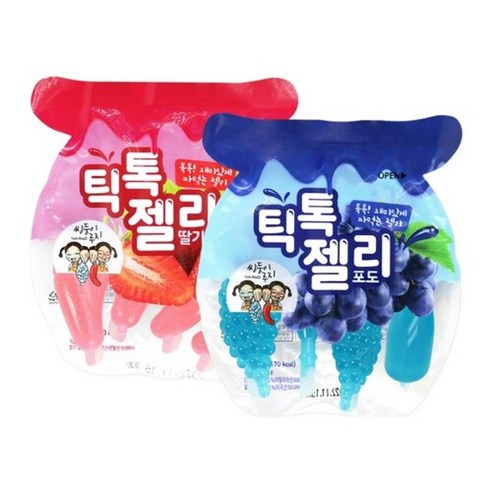 틱톡젤리 딸기 4개입 160g x 4p + 포도 4개입 160g x 4p 세트, 4세트