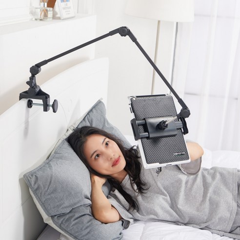 온더프 완벽고정 침대 핸드폰 태블릿 거치대 아이패드 갤럭시탭, 1개, 블랙