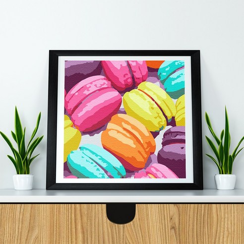 플레이어바웃 DIY 명화그리기 유화 그림 20 x 20 cm, 레인보우 마카롱 (BX2953), 1개