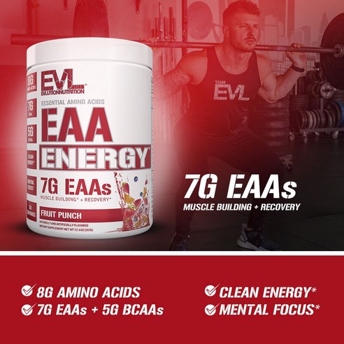 EVLUTIONNUTRITION EAA 에너지 필수아미노산 프루트 펀치 맛, 1개, 357g