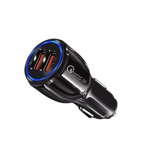 qc3.0 듀얼 USB 멀티 점연기 3.1a 아우라 차량용 고속 충전기, 검은색
